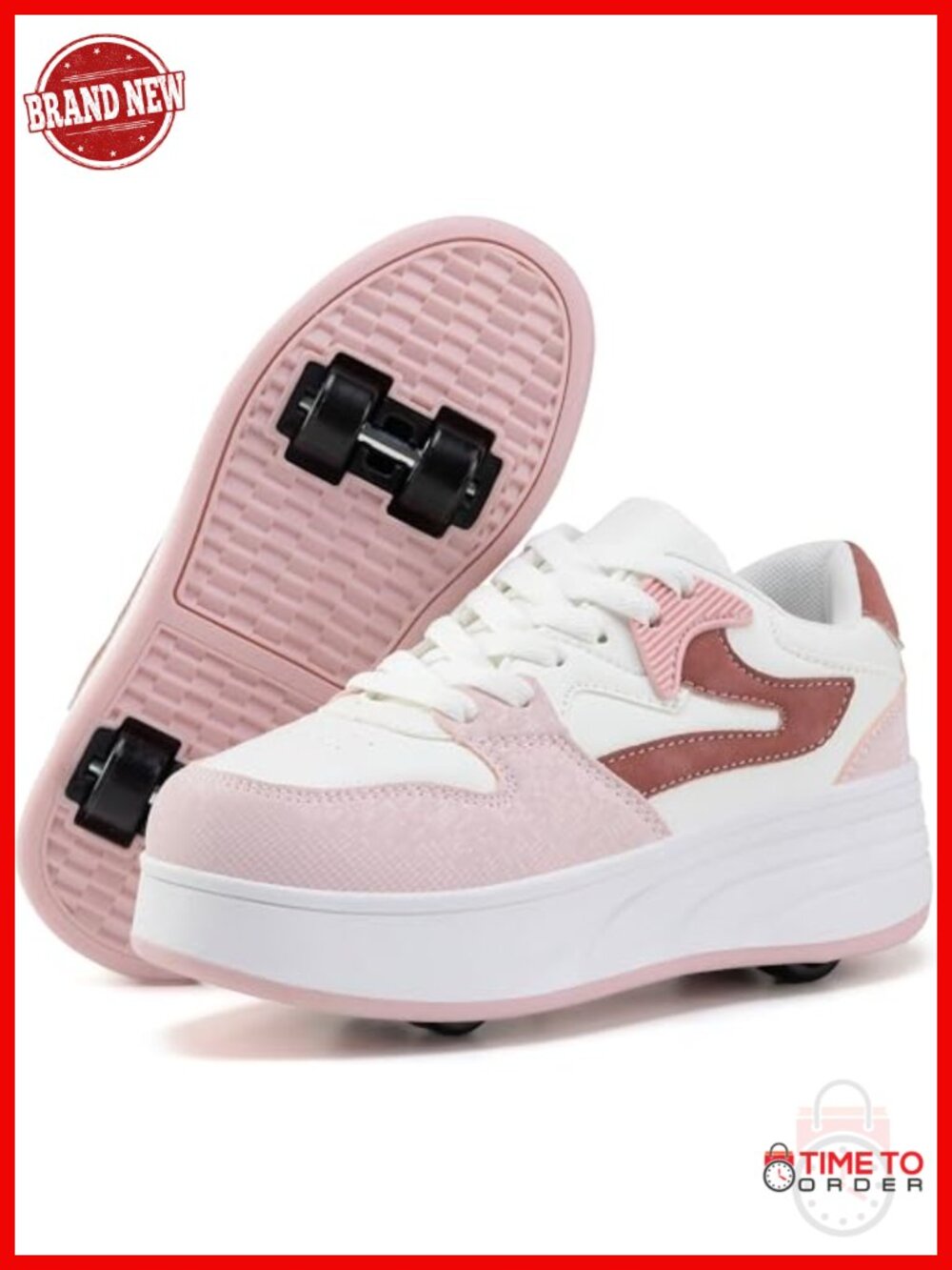 Roller Skate Shoes with Detachable Wheels for Women - Faux Leather Sneakers